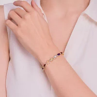 Genuine Multi Color Stone 18K Gold Over Silver Tennis Bracelet