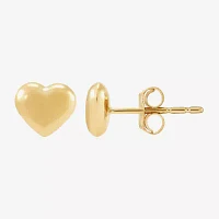 14K Gold 6.2mm Heart Stud Earrings