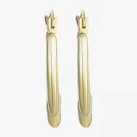 14K Two Tone Gold 17mm Round Hoop Earrings