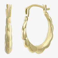 Small Scalloped Edge Hoop Earrings 10K Gold