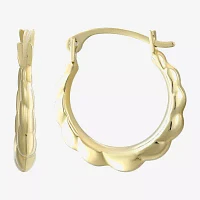 Small Scalloped Edge Hoop Earrings 10K Gold