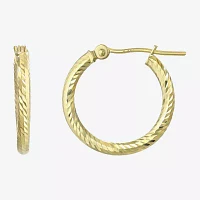 Diamond Cut Womens 14K Gold 18mm Hoop Earrings