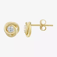 Cubic Zirconia Love Knot Earrings 14K Gold