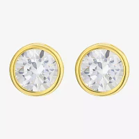 White Cubic Zirconia 14K Gold 6mm Stud Earrings