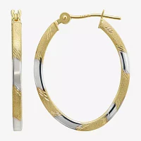 Two-Tone 14K Gold Oval Hoop Earrings