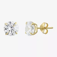 White Cubic Zirconia 10K Gold 6mm Stud Earrings