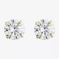 White Cubic Zirconia 10K Gold 6mm Stud Earrings