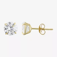 White Cubic Zirconia 10K Gold 6mm Stud Earrings