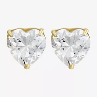 Heart Cubic Zirconia 10K Gold Stud Earrings