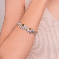 Diamond-Accent Elephant Hinged Bangle Bracelet