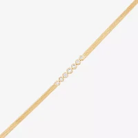 (G-H / Si1-I1) 14K Gold Over Silver Sterling Silver 7.5 Inch Herringbone Link Bracelet