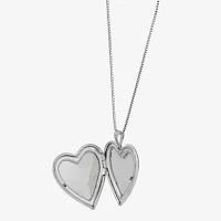 Womens Sterling Silver Heart Locket Necklace