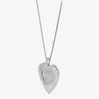 Womens Sterling Silver Heart Locket Necklace