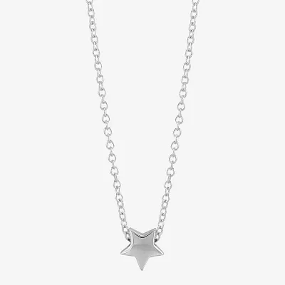 Womens Sterling Silver Star Pendant Necklace