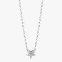 Womens Sterling Silver Star Pendant Necklace