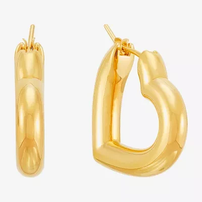 14K Gold 23mm Heart Hoop Earrings