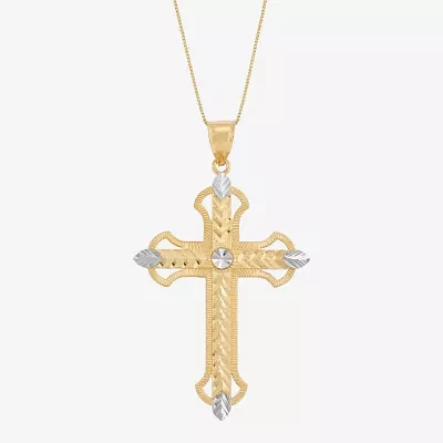 Womens 10K Gold Cross Pendant Necklace