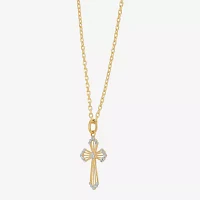 Womens 14K Gold Cross Pendant Necklace