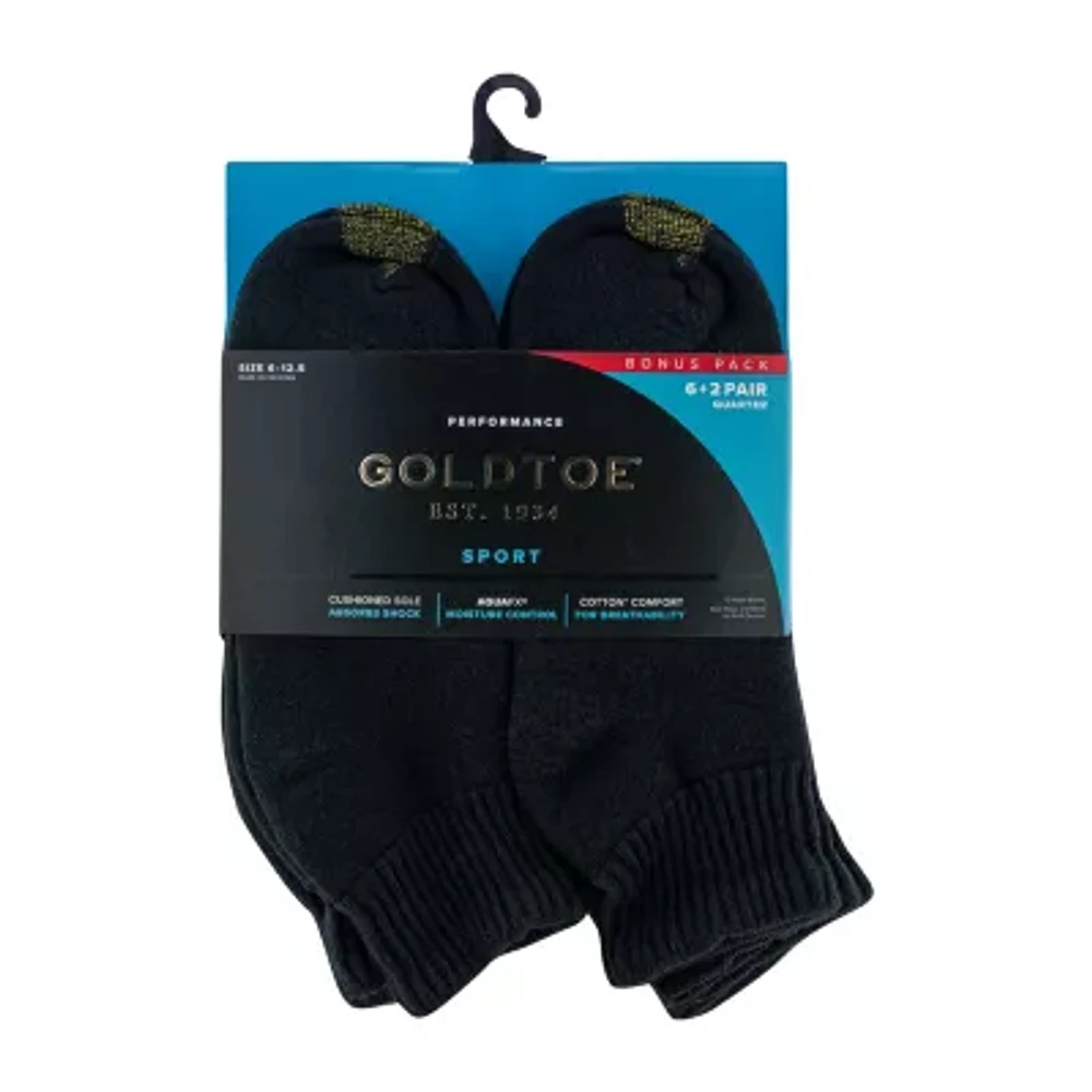 Gold Toe Athletic Sport Bonus Pack 8 Pair Quarter Ankle Socks Mens