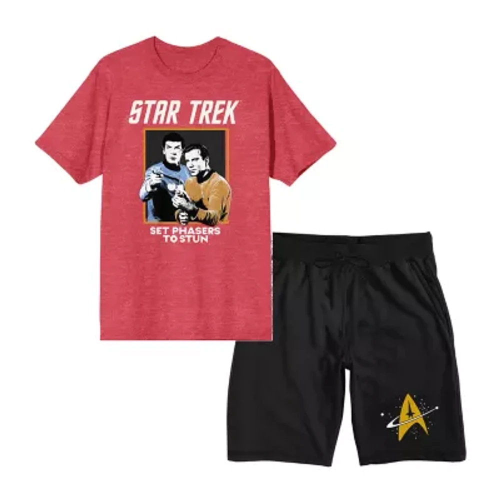 Star Trek Mens Short Sleeve Crew Neck 2-pc. Shorts Pajama Set