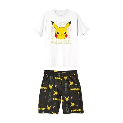 Pokemon Mens Short Sleeve Crew Neck 2-pc. Shorts Pajama Set