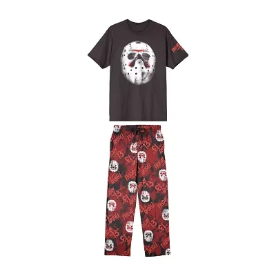 Friday The 13th Mens Crew Neck Short Sleeve 2-pc. Pant Pajama Set