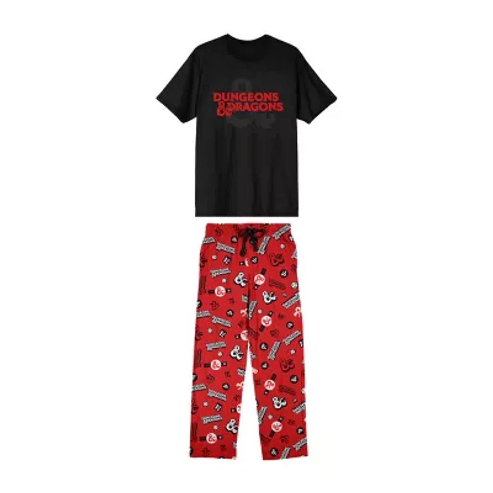 Dungeons And Dragons Mens Crew Neck Short Sleeve 2-pc. Pant Pajama Set