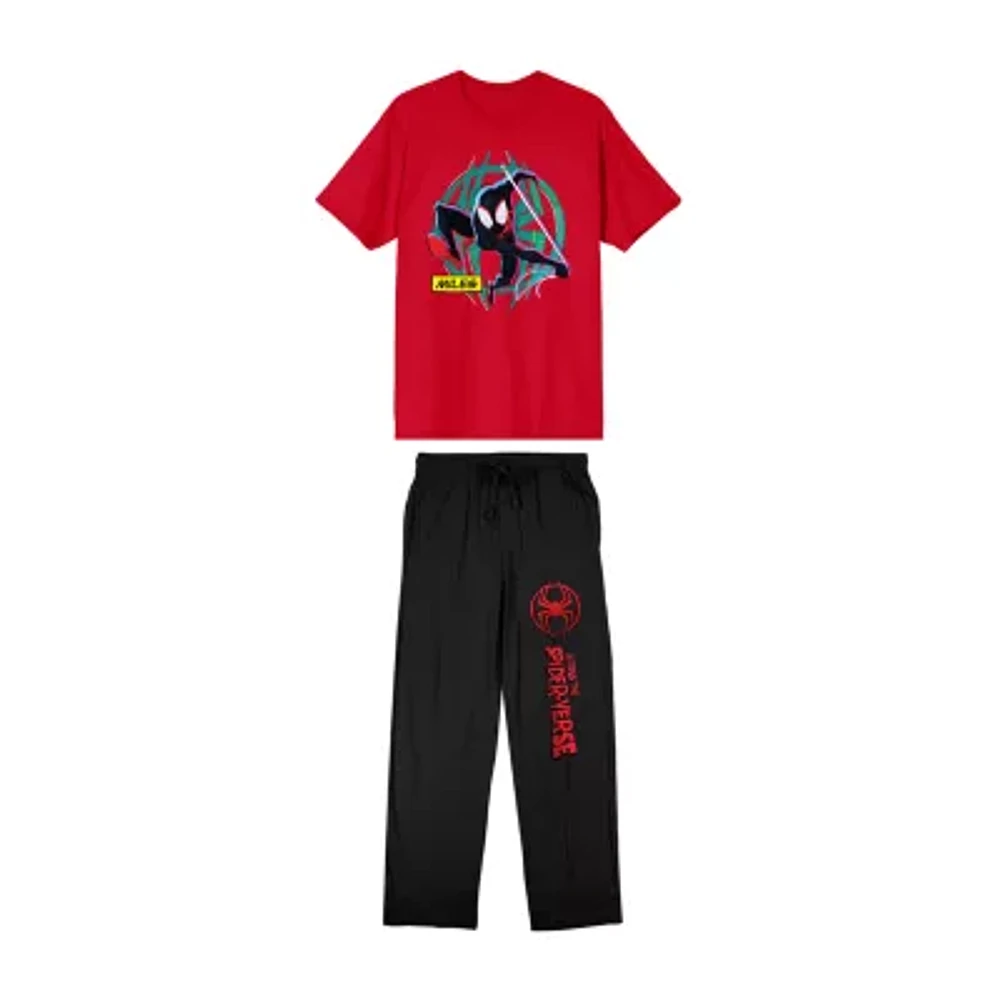 Spider-Man Miles Morales Mens Crew Neck Short Sleeve 2-pc. Pant Pajama Set