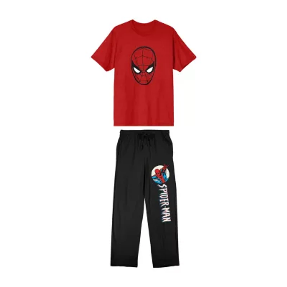 Spider-Man Mens Crew Neck Short Sleeve 2-pc. Pant Pajama Set