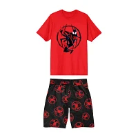 Spider-Man Miles Morales Mens Short Sleeve Crew Neck 2-pc. Shorts Pajama Set