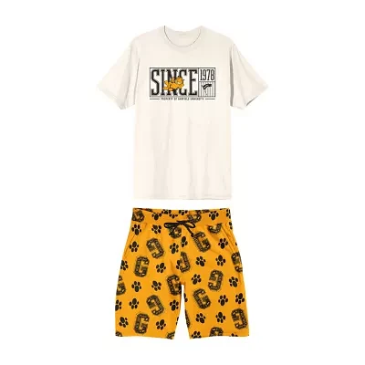 Garfield Mens Short Sleeve Crew Neck 2-pc. Shorts Pajama Set