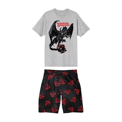 Dungeons And Dragons Mens Short Sleeve Crew Neck 2-pc. Shorts Pajama Set