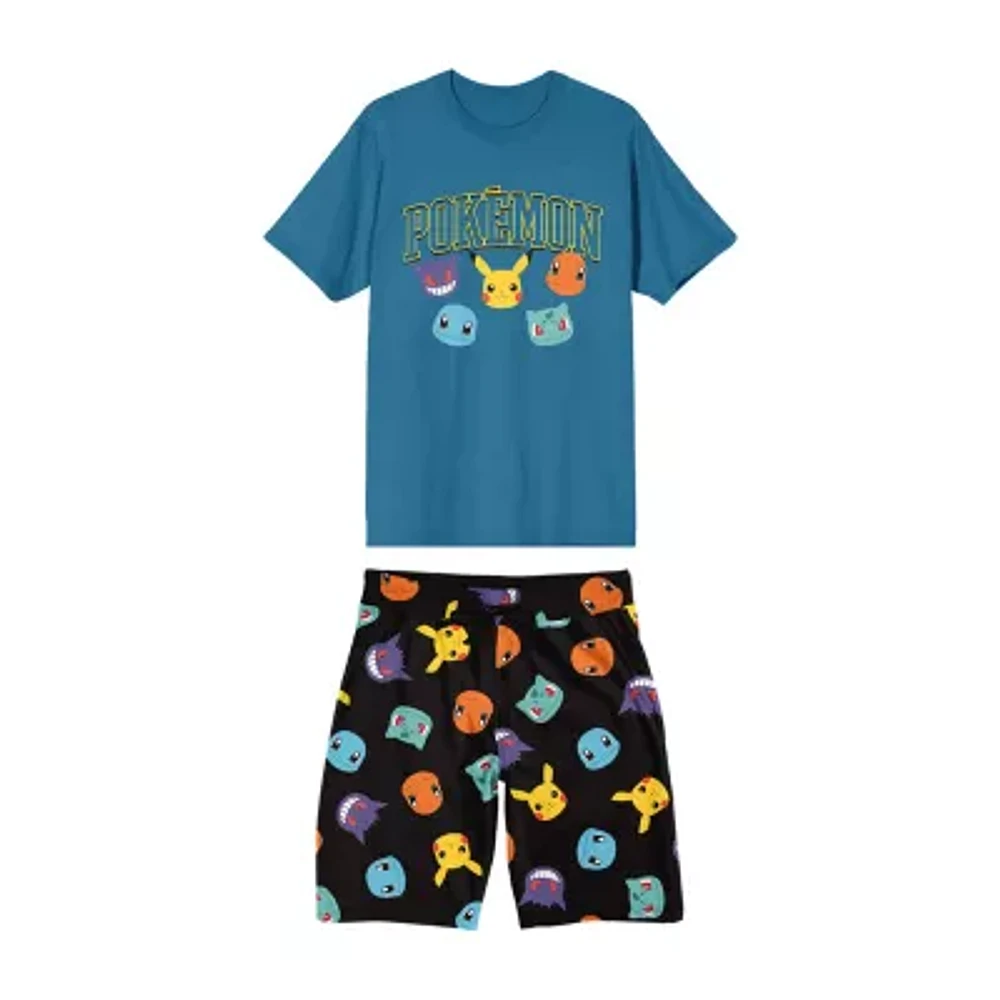 Pokemon Mens Short Sleeve Crew Neck 2-pc. Shorts Pajama Set