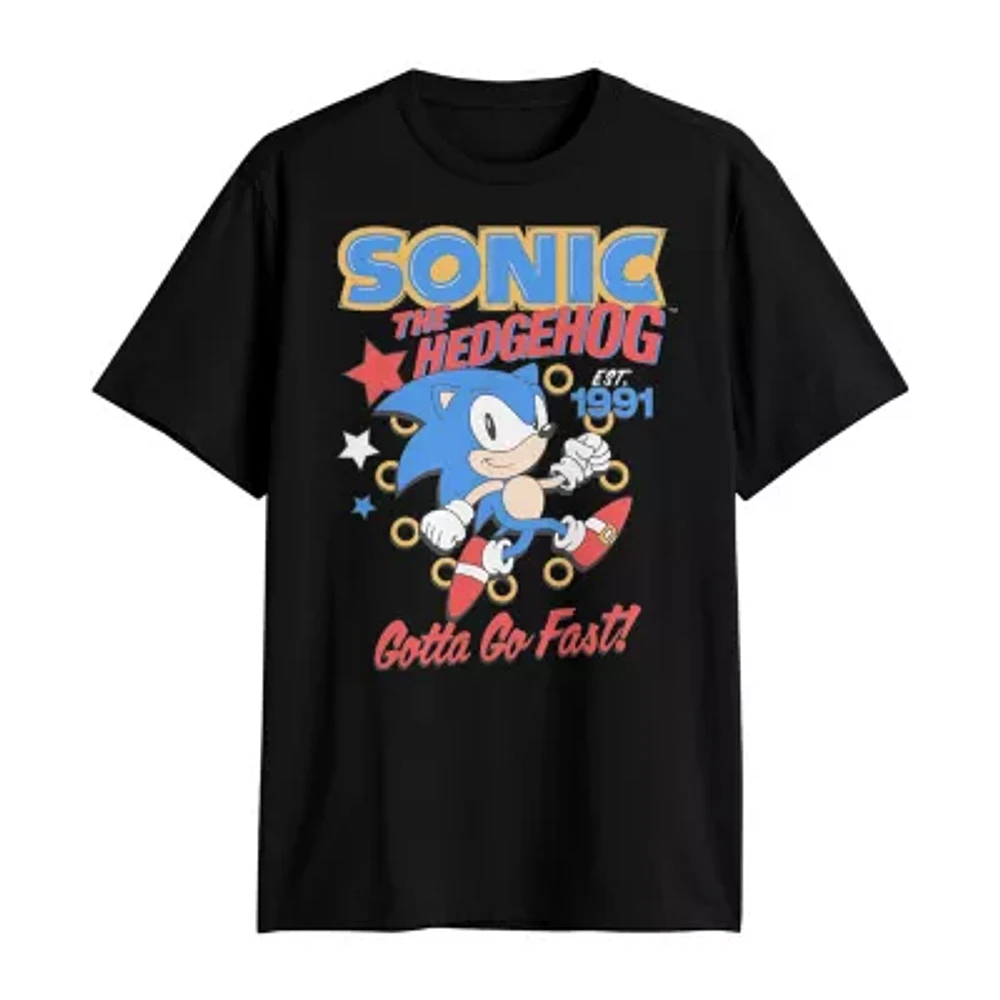 Big and Tall Mens Crew Neck Short Sleeve Regular Fit Sonic the Hedgehog Graphic T-Shirt