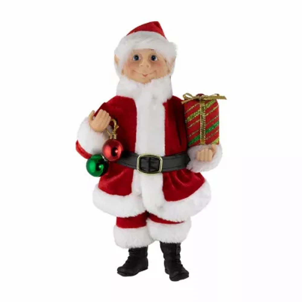 Northlight 14" Santa Elf With Gift Christmas Tabletop Decor