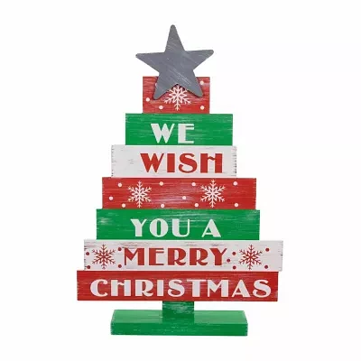 Northlight "16.5"" Wooden Sign" Christmas Tabletop Tree