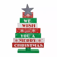 Northlight 16.5" Wooden Sign Christmas Tabletop Tree