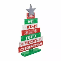 Northlight 16.5" Wooden Sign Christmas Tabletop Tree