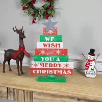 Northlight 16.5" Wooden Sign Christmas Tabletop Tree