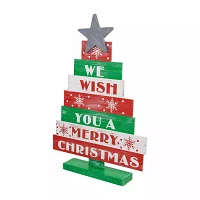 Northlight 16.5" Wooden Sign Christmas Tabletop Tree