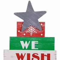 Northlight 16.5" Wooden Sign Christmas Tabletop Tree