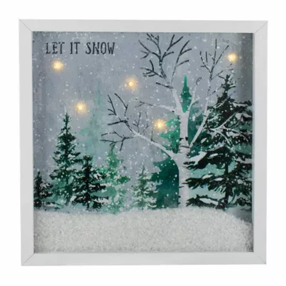 Northlight 10" X 10" Led Snow Winter Canvas Art