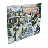 Northlight Led Snowy Village Canvas Wood Wall Art