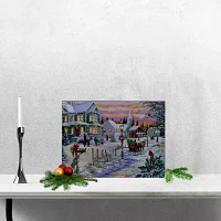 Northlight Led Snowy Village Canvas Wood Wall Art