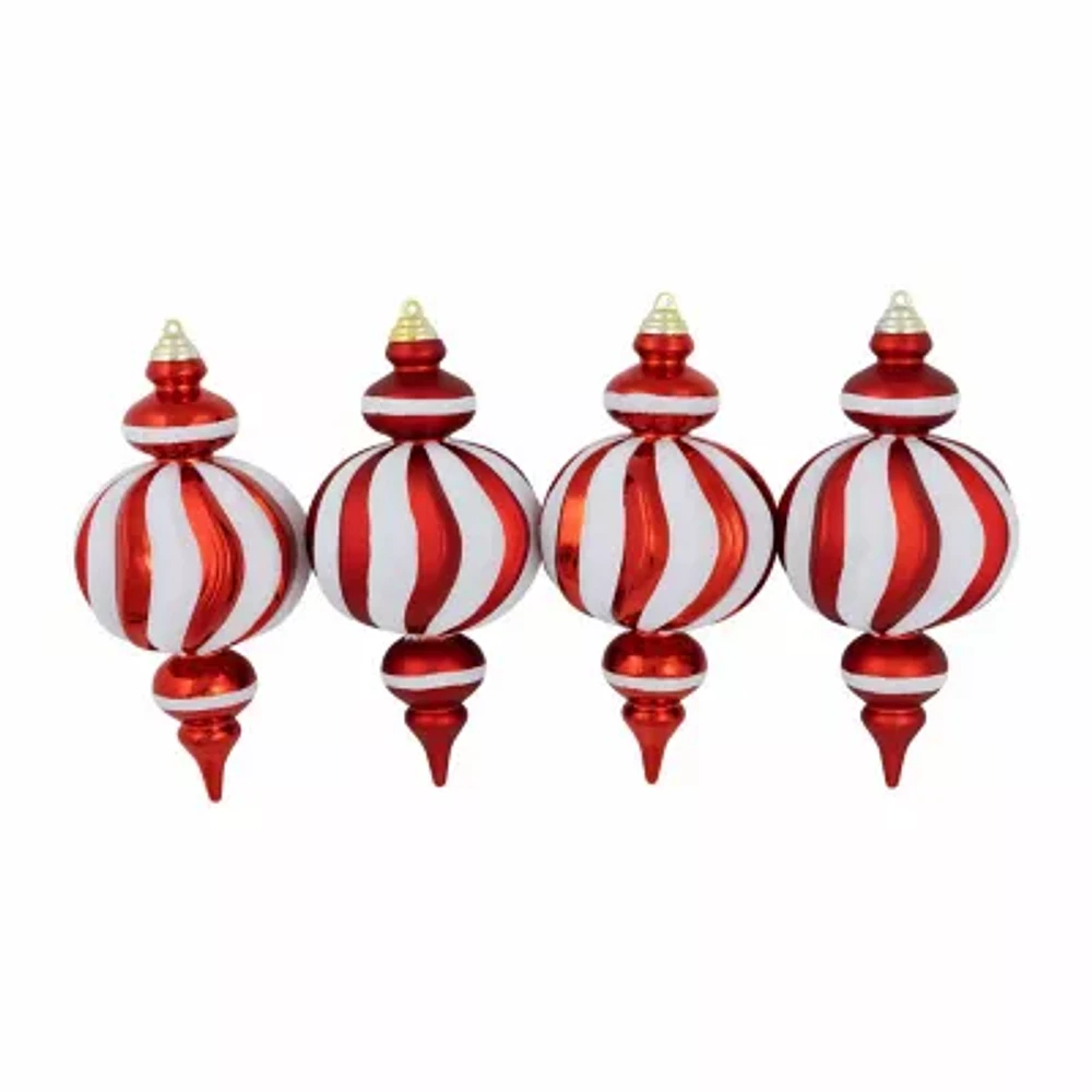 Northlight 10" Shatterproof Finial 4-pc. Christmas Ornament