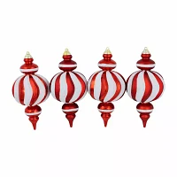 Northlight 10" Shatterproof Finial 4-pc. Christmas Ornament