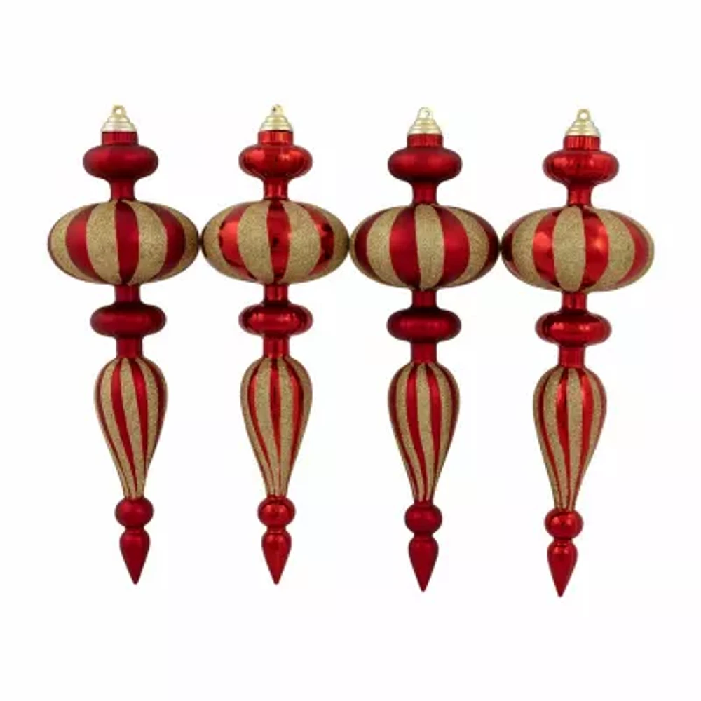 Northlight 14" Shatterproof Finial 4-pc. Christmas Ornament