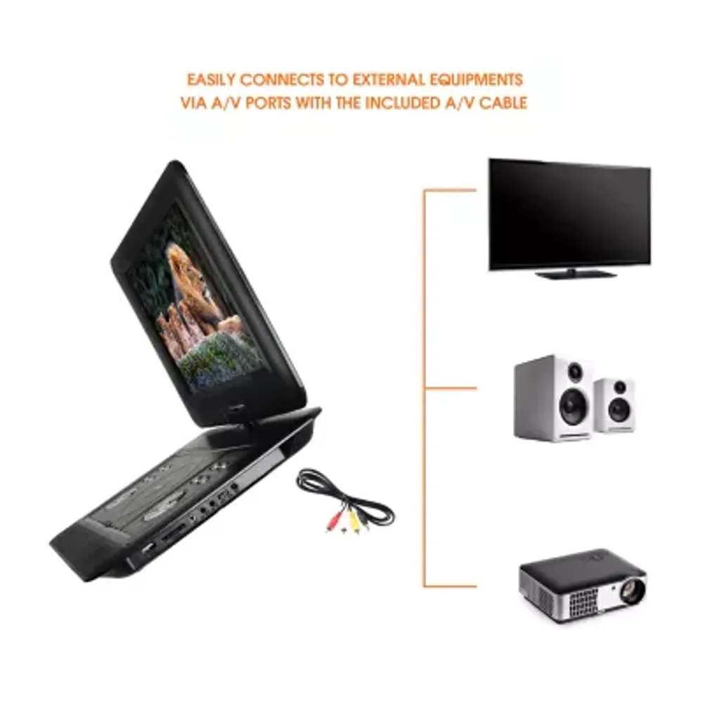 Trexonic 14.1" Portable DVD Player with TFT-LCD Screen and USB/SD/AV Inputs