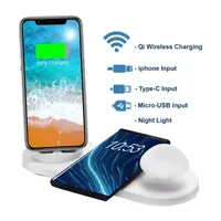 Trexonic 3-in-1 Charger Dock for Apple iPhone, Samsung Cellphone Wireless Charger, and Mushroom LED Night Light