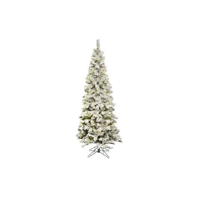  5.5' Prelit Flocked Pacific Pencil Christmas Tree